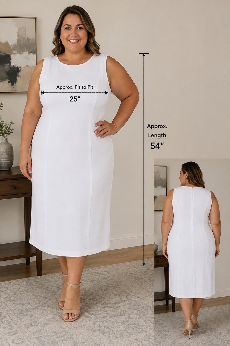 Jessica London Women's White Sleeveless Sheath Dress Plus Size 24W NWOT 54"